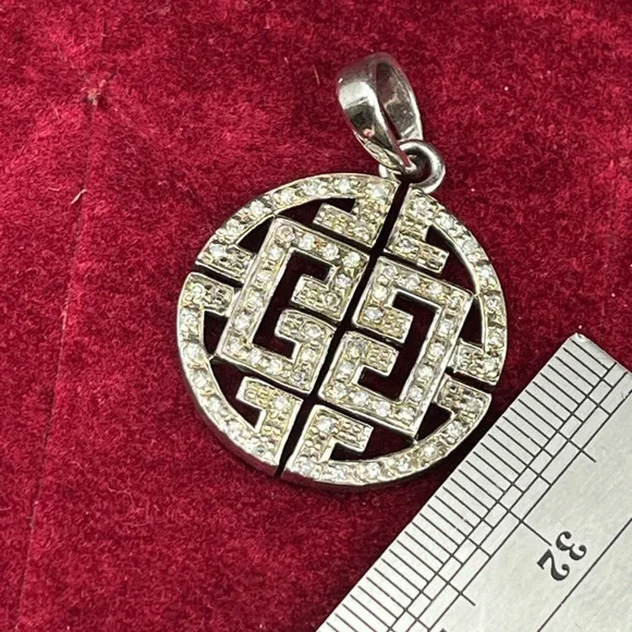 Vintage Affinity 925 Sterling Silver Real Diamond Pendant - Picture 5 of 16